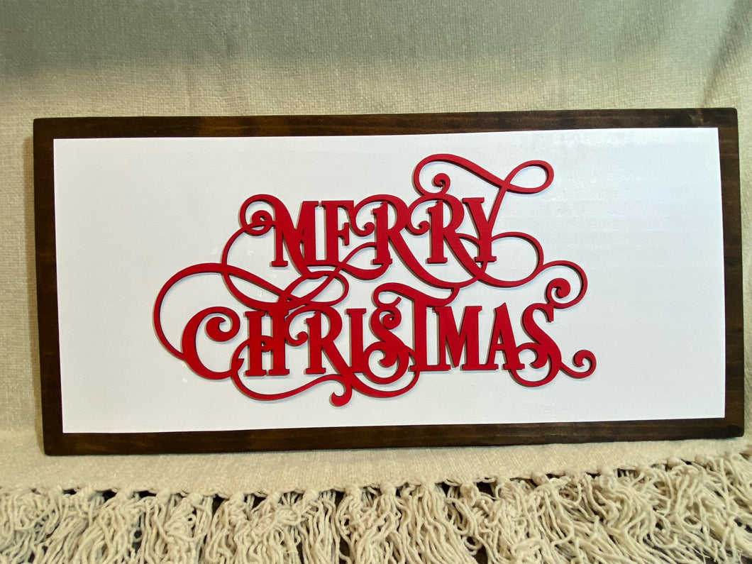 Merry Christmas Fancy Font Wood Sign