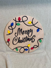 Load image into Gallery viewer, Merry Christmas with colorful light string wood round
