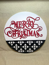Load image into Gallery viewer, Merry Christmas Ornate Snowflake Wood Round
