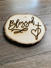 Load image into Gallery viewer, Blessed Engraved Wood Oval with Bark
