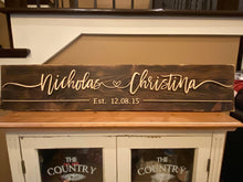 Load image into Gallery viewer, Personalized  Distressed Couples Red Mahogany Wood Sign
