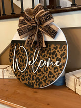 Load image into Gallery viewer, Welcome Cheetah Animal Print Wood Round
